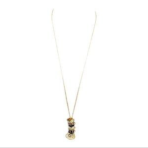 Gold Kate Spade Black White Alice in Wonderland Tea Time Stacked Teacups Neckla